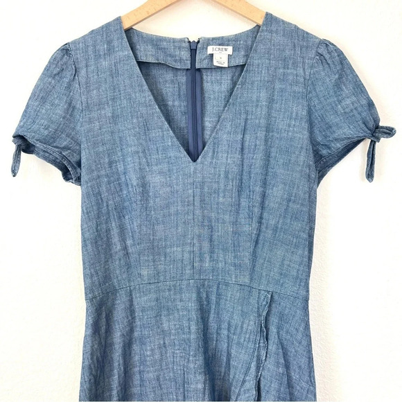 J. Crew Factory Chambray Wrap Dress Size 4 - Picture 6 of 15